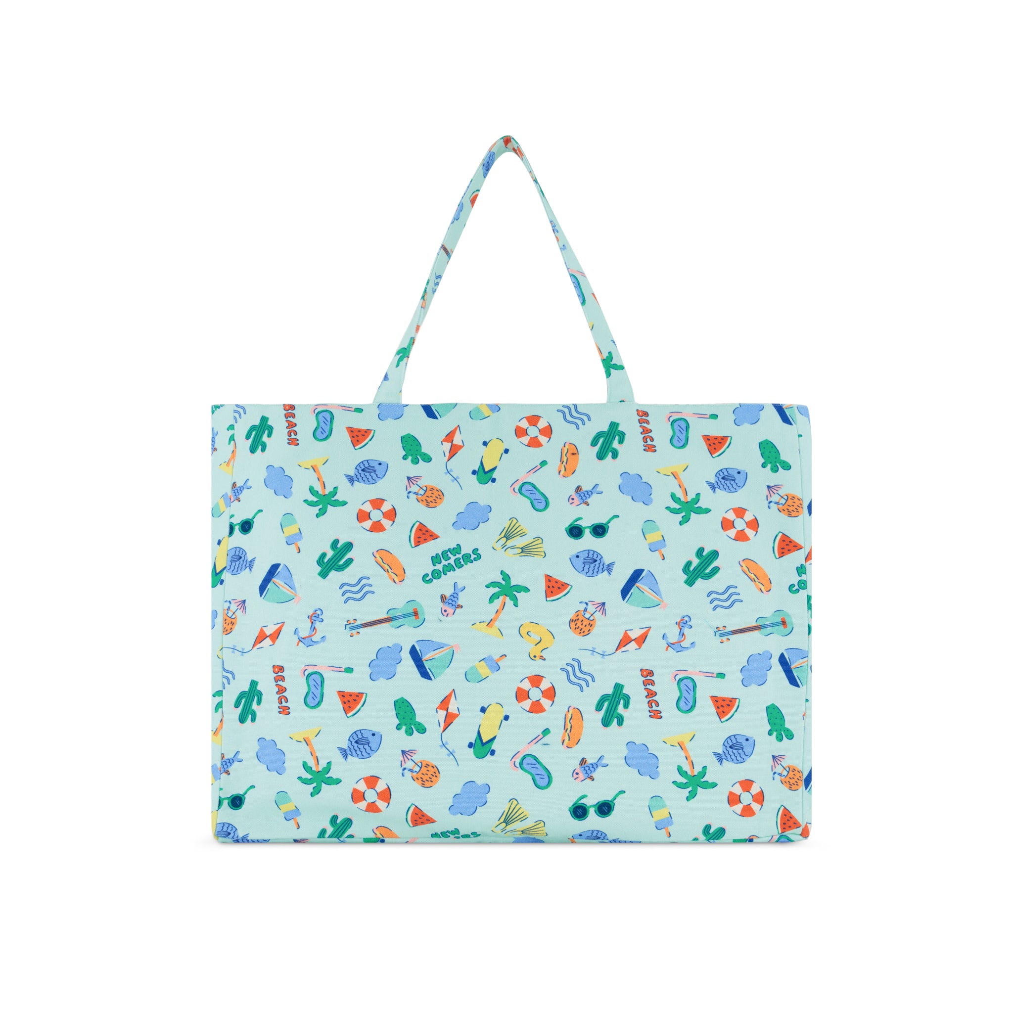 Beach Print Green Everyday Tote Bag