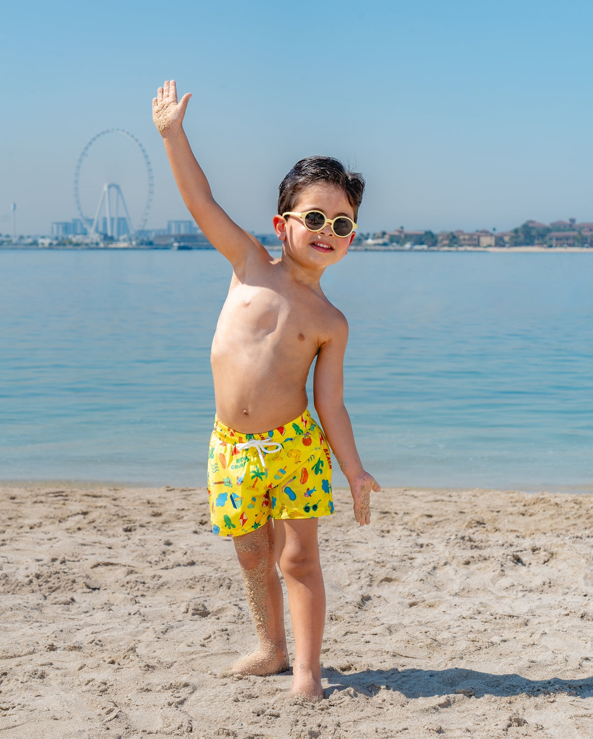 Beach Print Yellow Boys Swimsuit