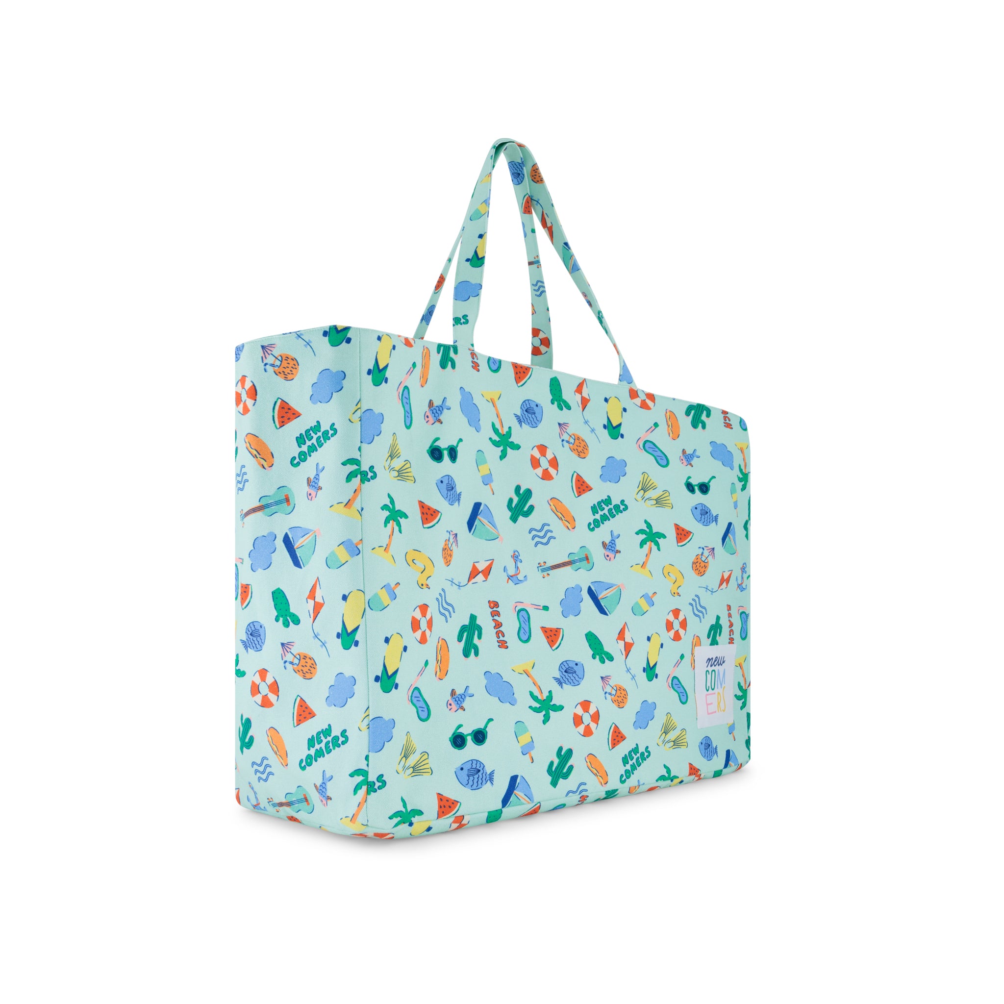 Beach Print Green Everyday Tote Bag