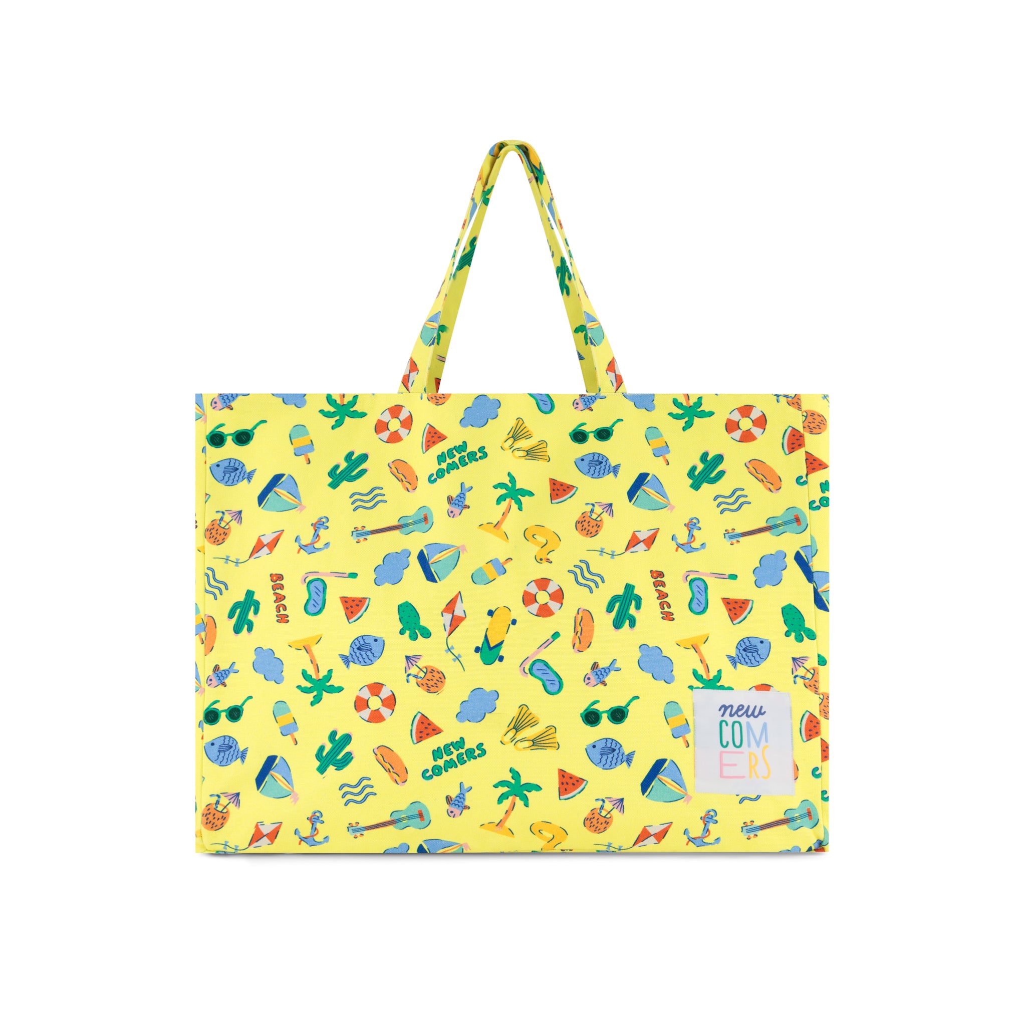 Yellow Beach Boys Print Tote Bag