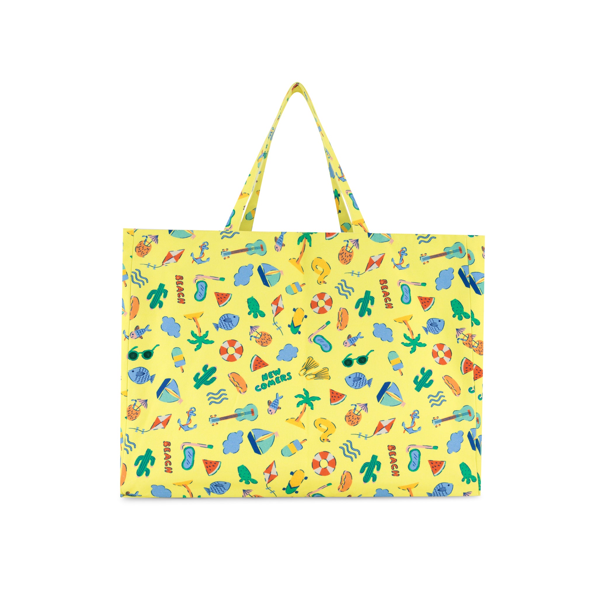 Yellow Beach Boys Print Tote Bag