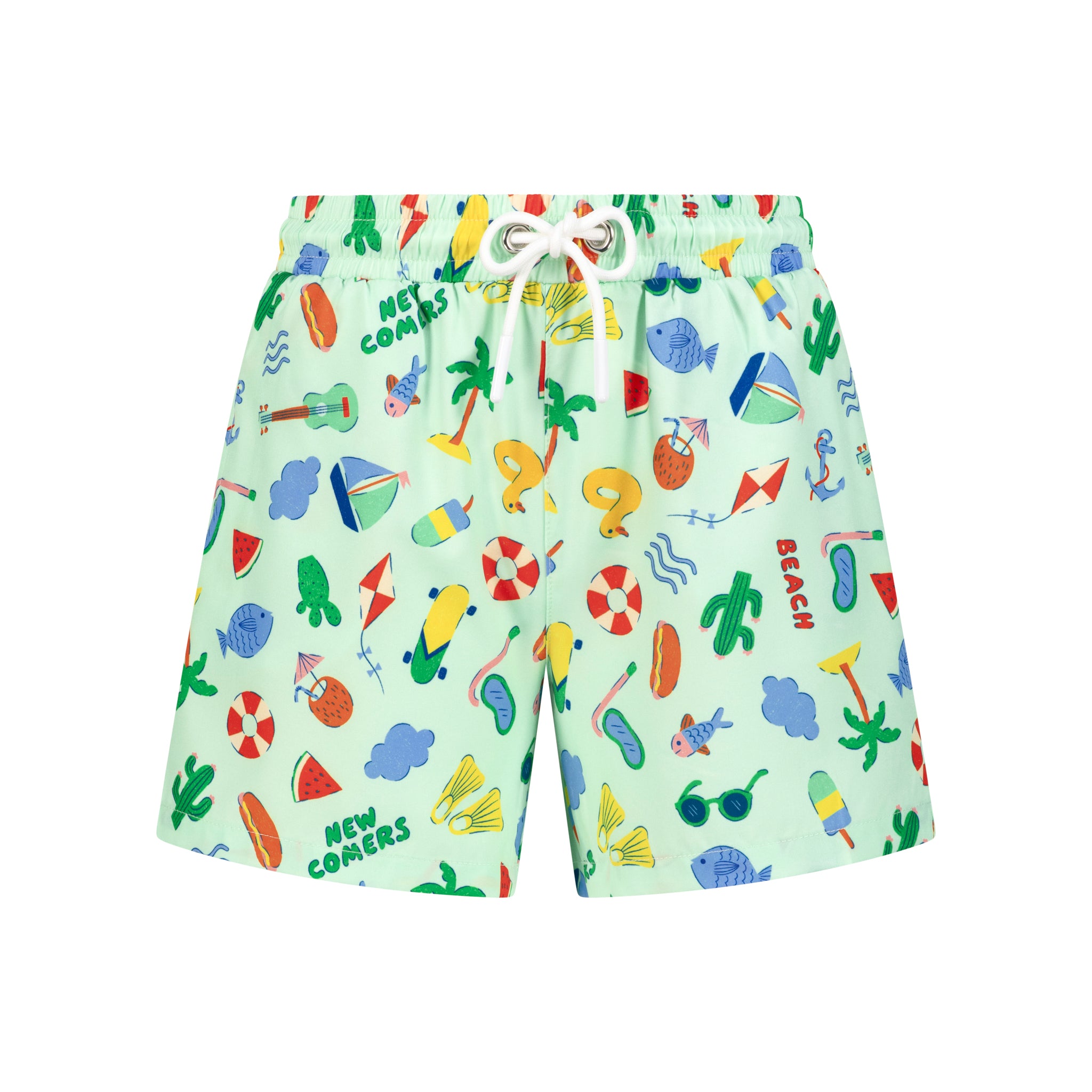 Beach Print Green Boys Swimsuit