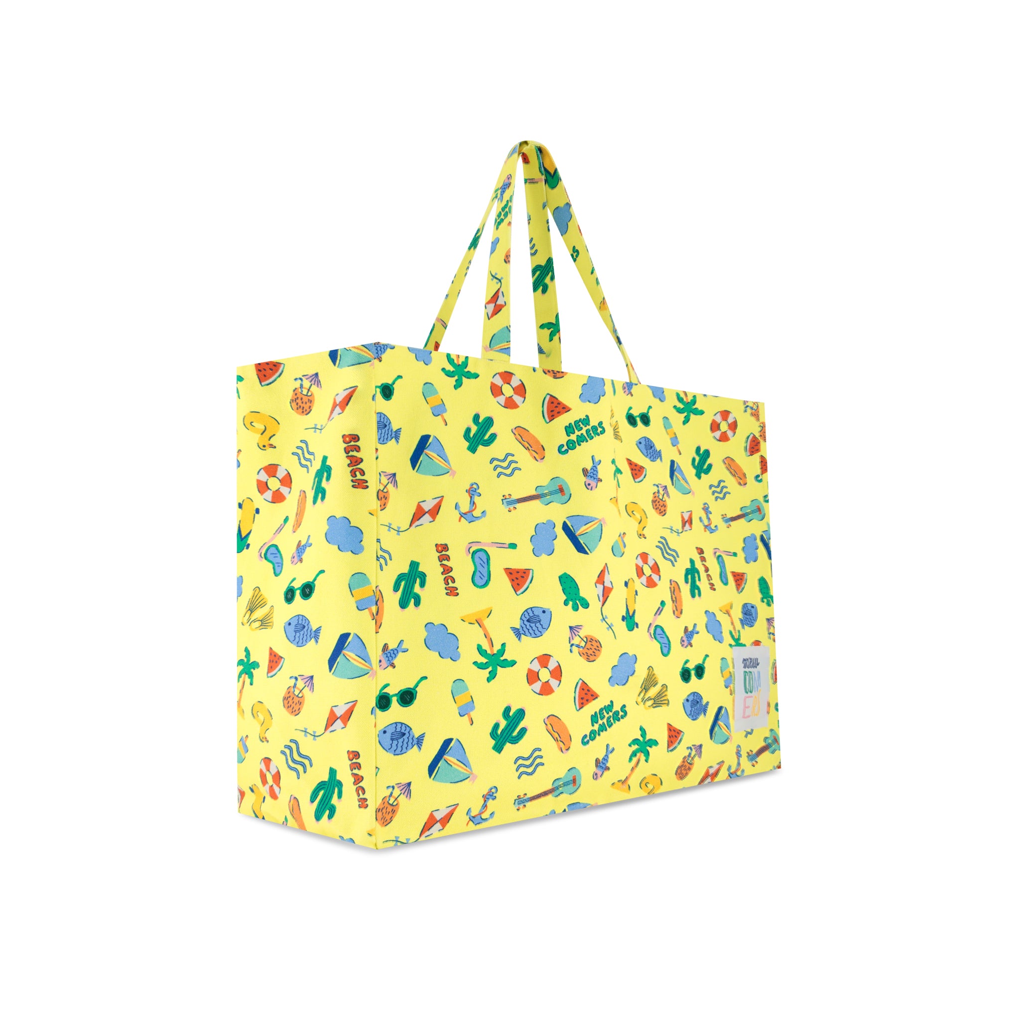 Yellow Beach Boys Print Tote Bag
