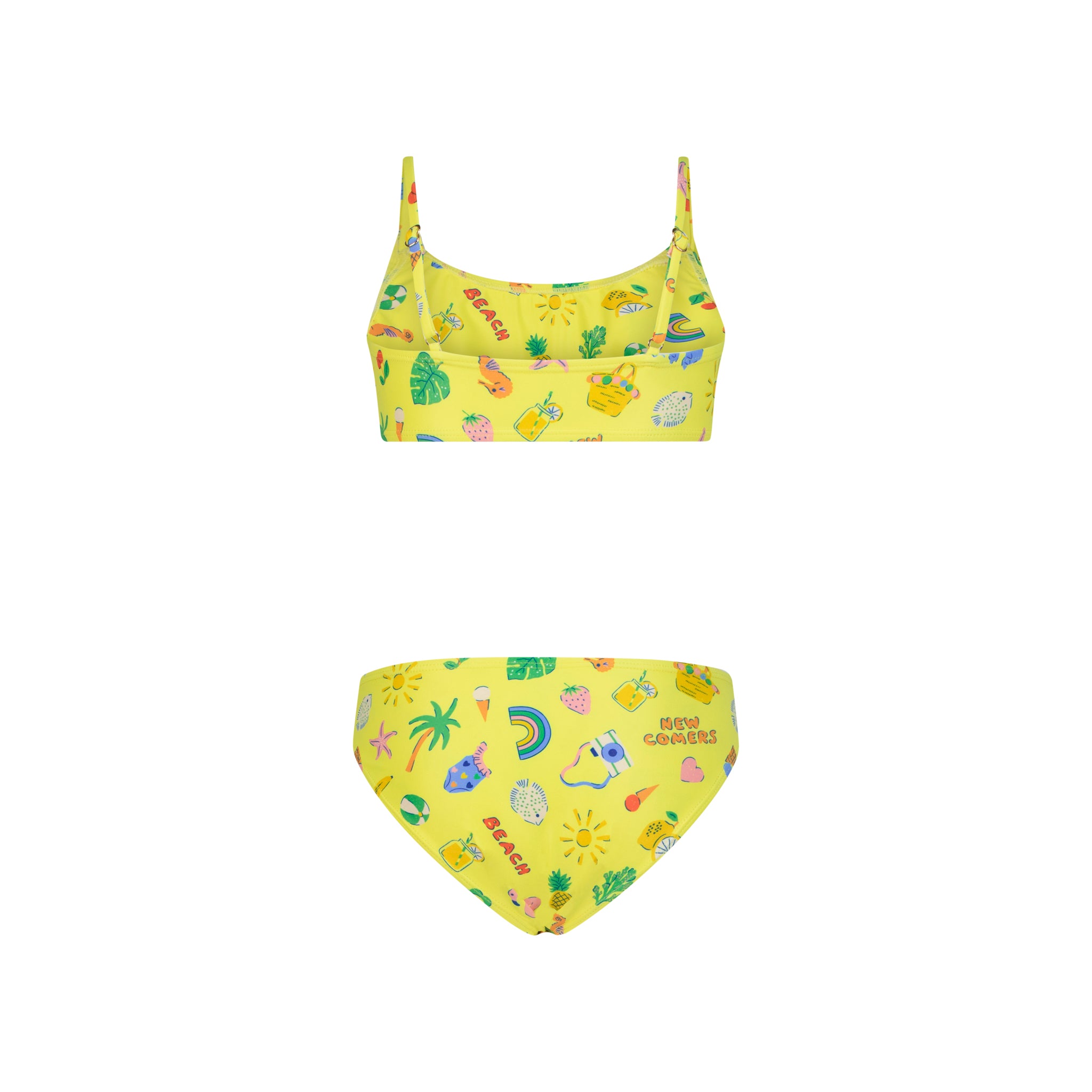 Beach Print Yellow two-piece Swimsuit