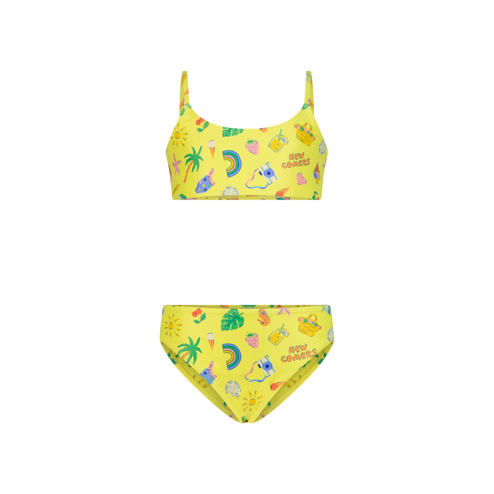 Beach Print Yellow two-piece Swimsuit