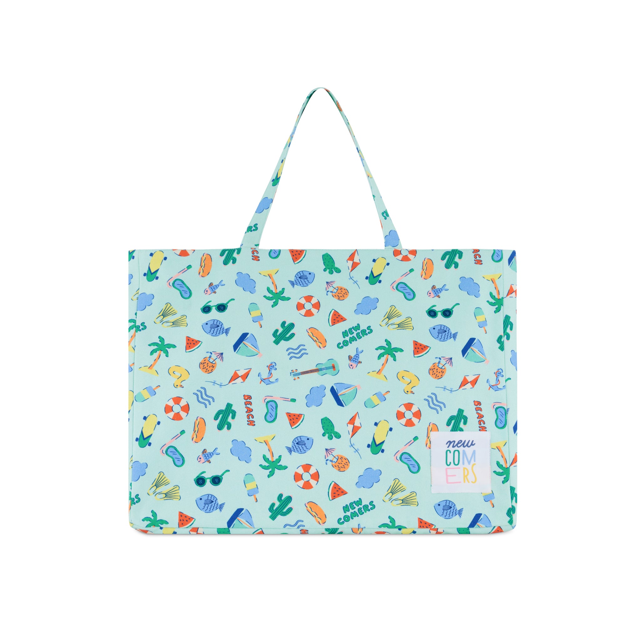Beach Print Green Everyday Tote Bag